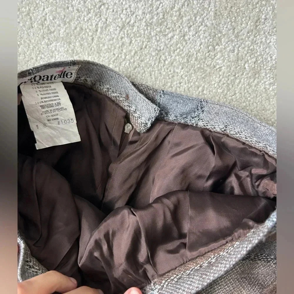 Vintage 90’s high waist wool plaid ruffle  midi skirt - Picture 6 of 16